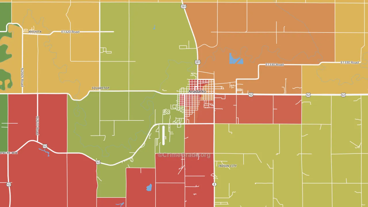Anadarko, OK Map of Assault Rates