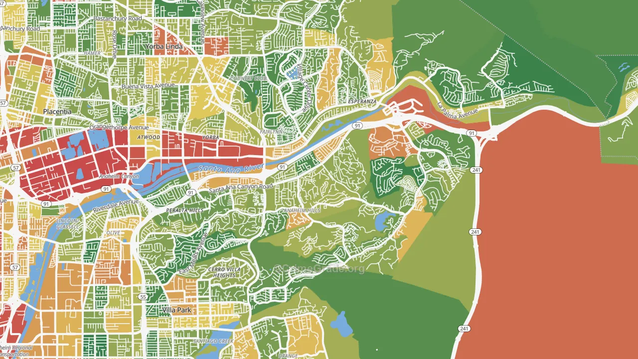 Anaheim Hills, Anaheim, CA Map of Assault Rates