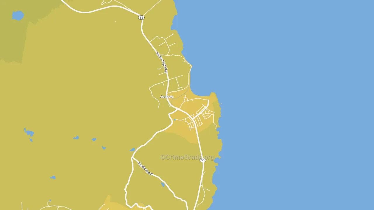 Anahola, HI Map of Assault Rates