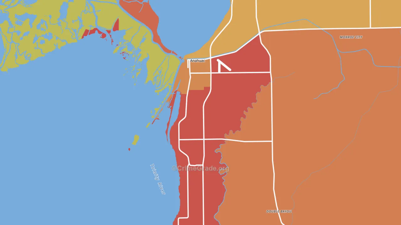 Anahuac, TX Map of Assault Rates