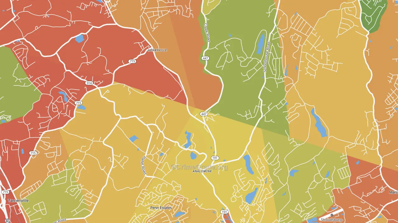 Analomink, PA Map of Assault Rates