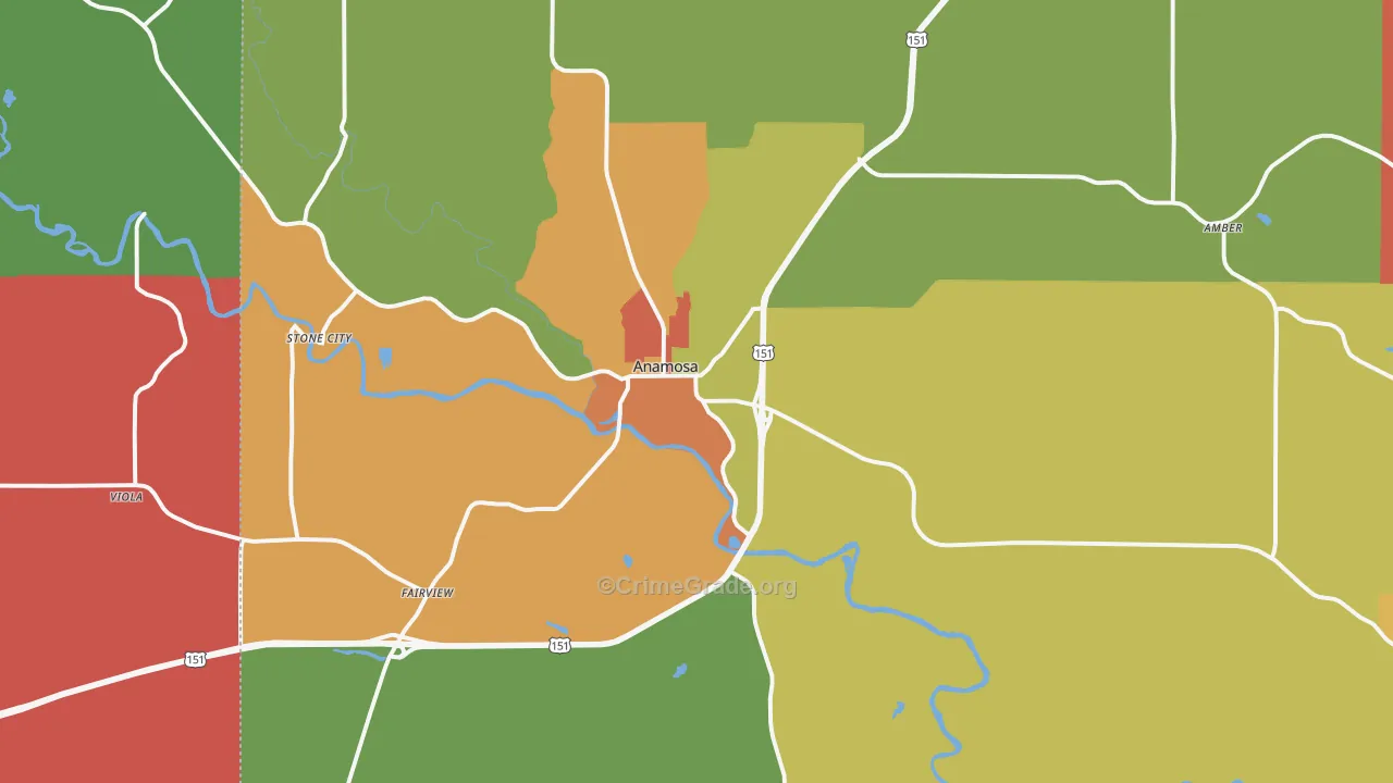 Anamosa, IA Map of Assault Rates