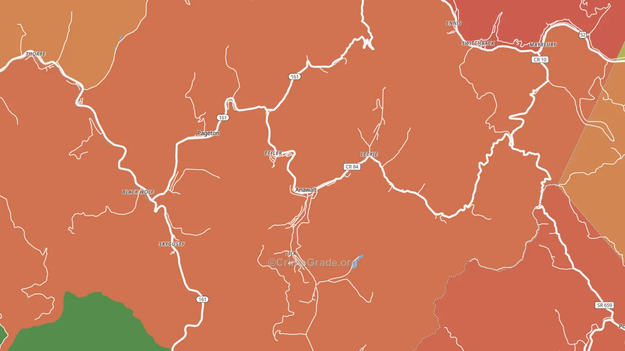 Anawalt, WV Map of Assault Rates