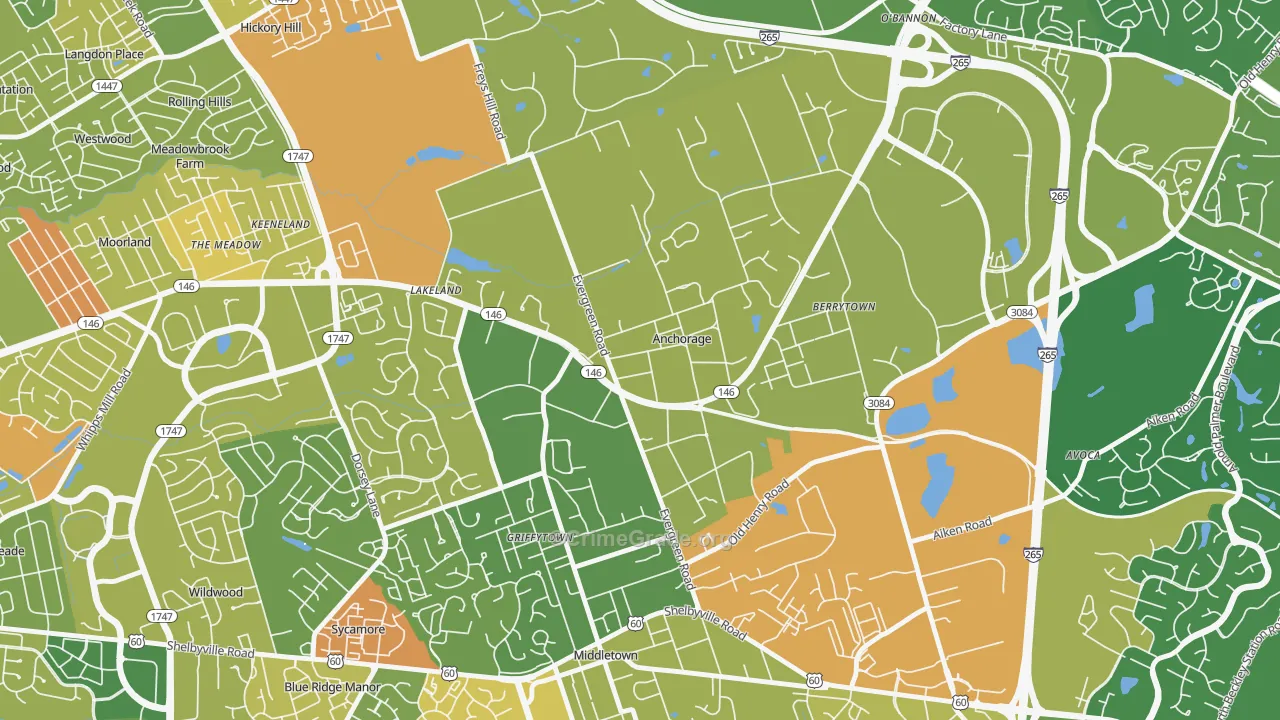 Anchorage, KY Map of Assault Rates