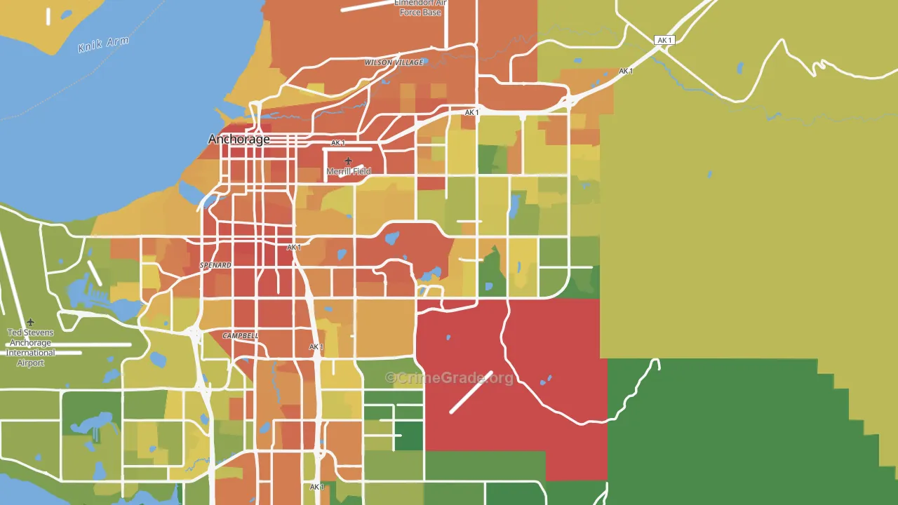 Anchorage Municipality, AK Map of Assault Rates