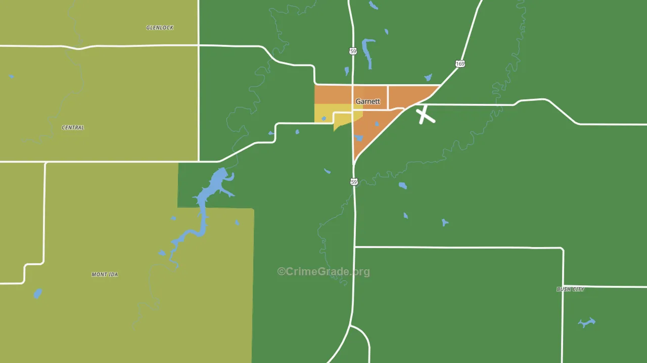 Anderson County, KS Map of Assault Rates