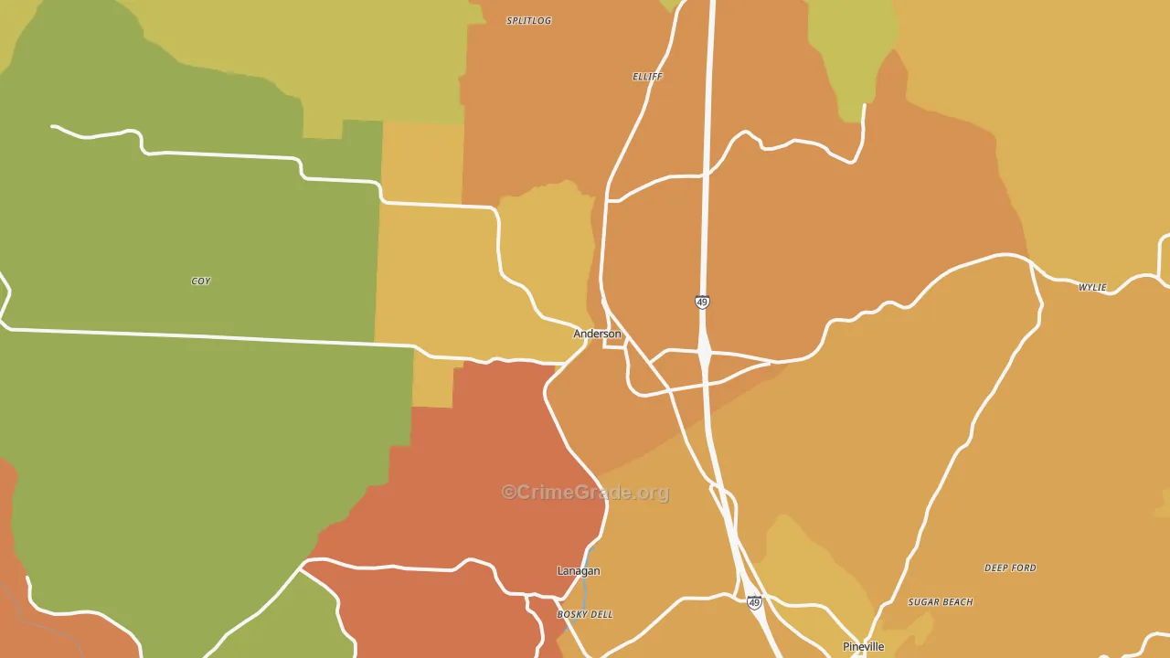 Anderson, MO Map of Assault Rates