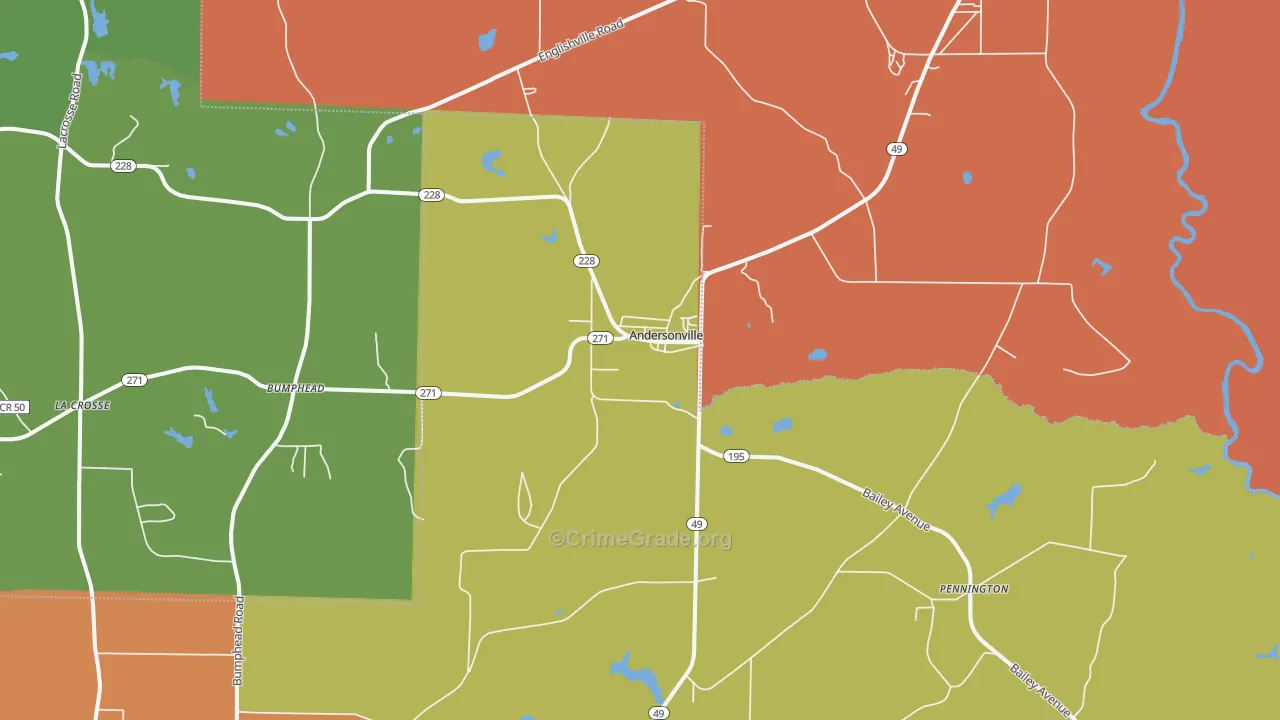 Andersonville, GA Map of Assault Rates