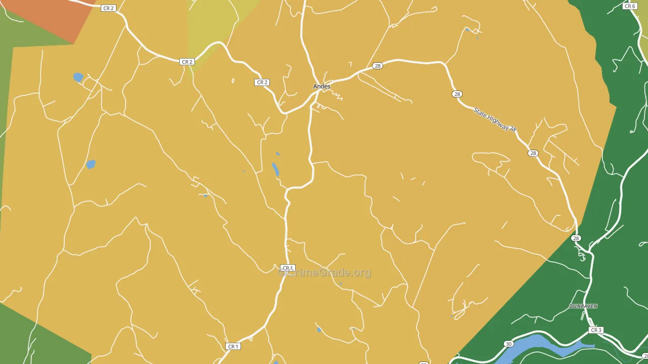 Andes, NY Map of Assault Rates