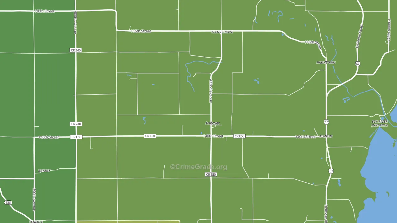 Andover, IA Map of Assault Rates