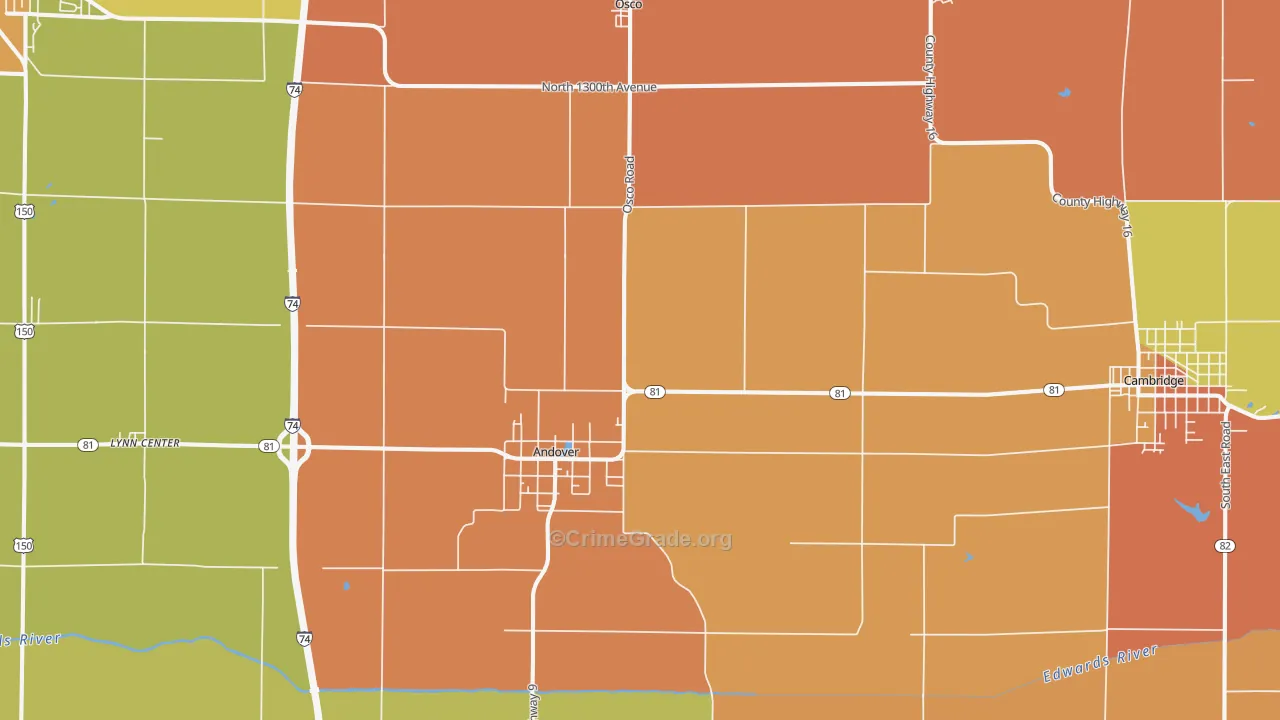 Andover, IL Map of Assault Rates