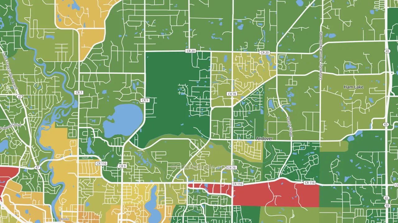 Andover, MN Map of Assault Rates