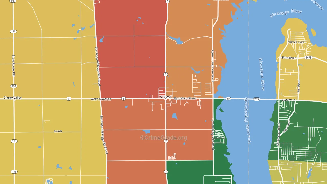 Andover, OH Map of Assault Rates