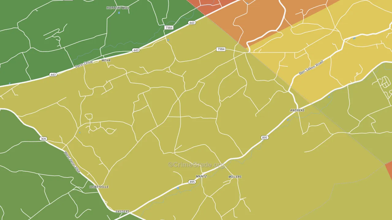 Andreas, PA Map of Assault Rates