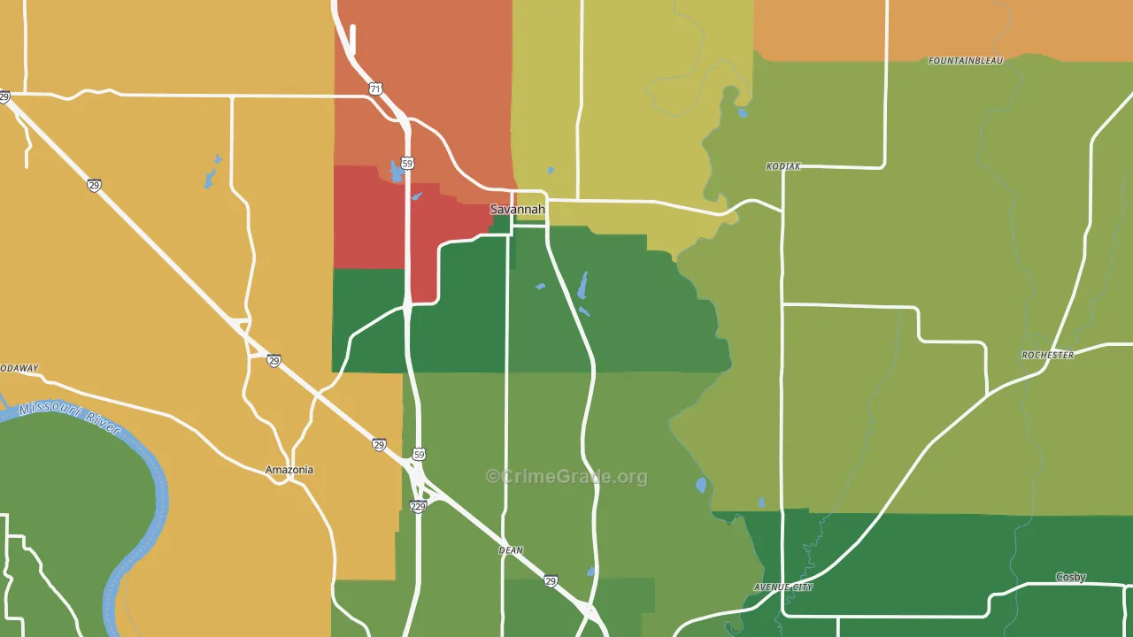 Andrew County, MO Map of Assault Rates
