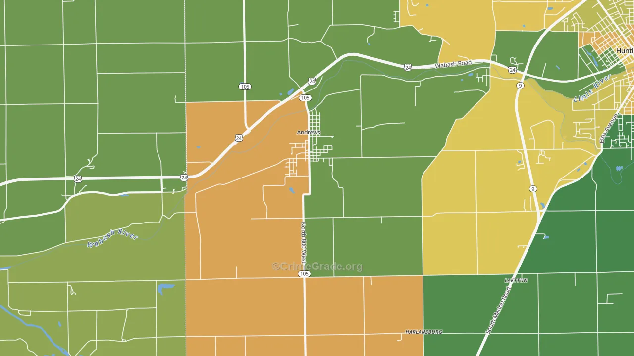 Andrews, IN Map of Assault Rates