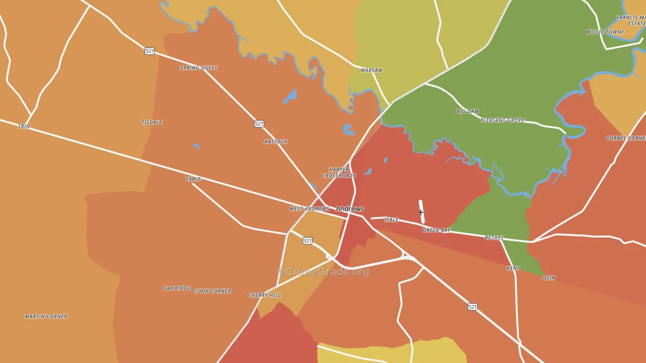 Andrews, SC Map of Assault Rates