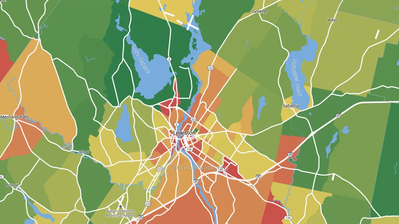 Androscoggin County, ME Map of Assault Rates