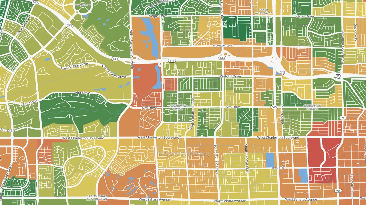 Angel Park Lindell, Las Vegas, NV Map of Assault Rates