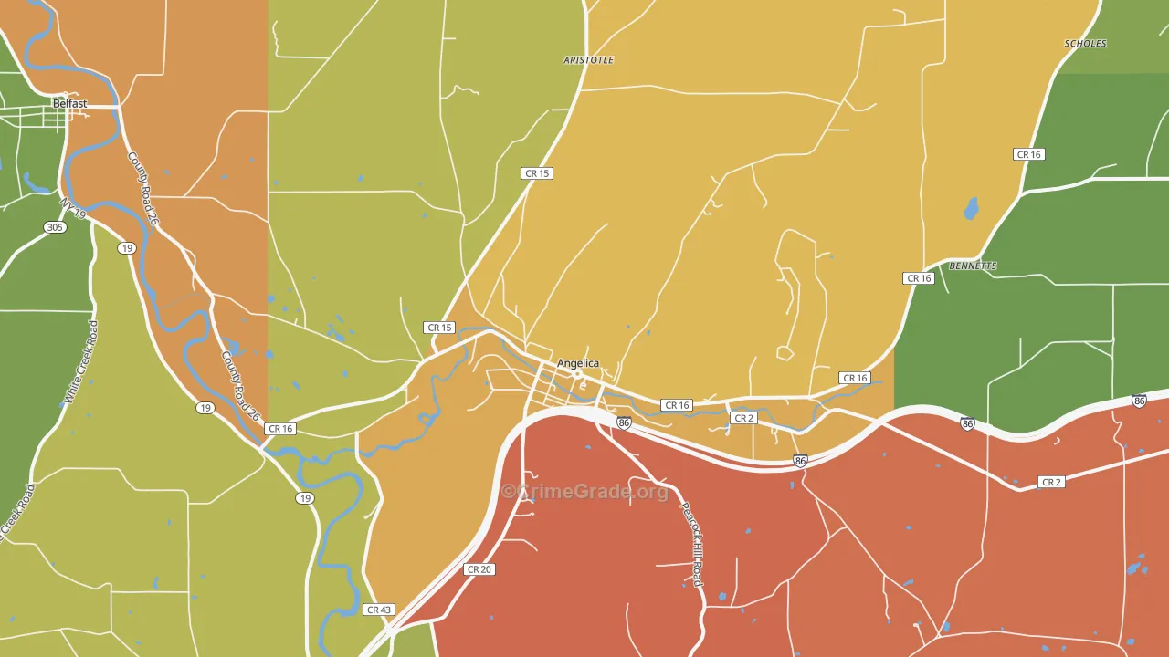 Angelica, NY Map of Assault Rates