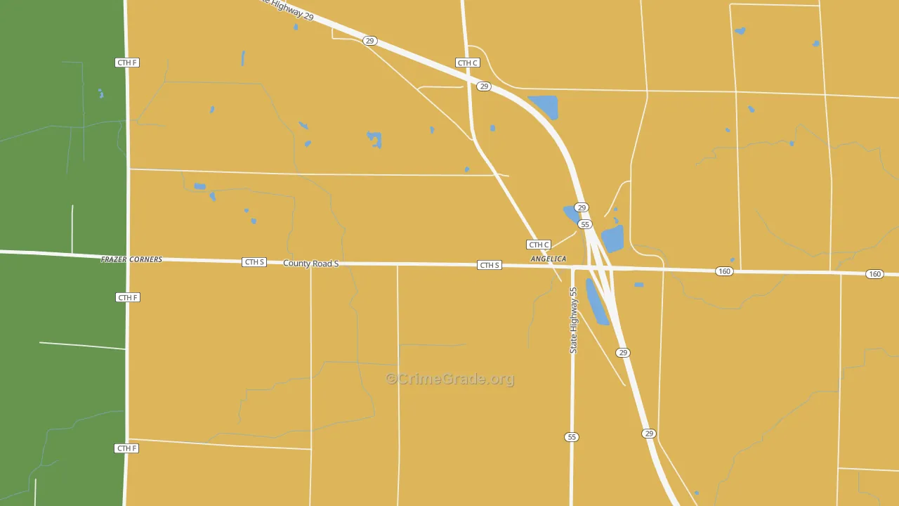 Angelica, WI Map of Assault Rates