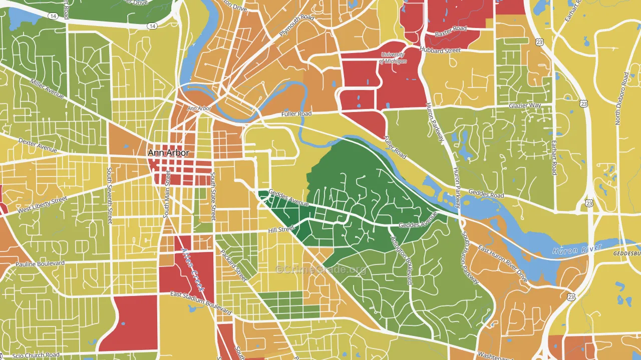 Angells, Ann Arbor, MI Map of Assault Rates