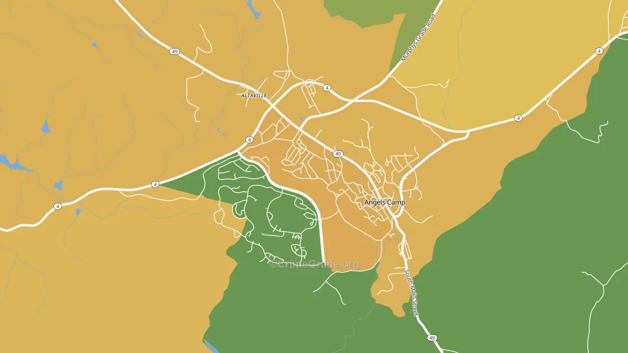 Angels, CA Map of Assault Rates