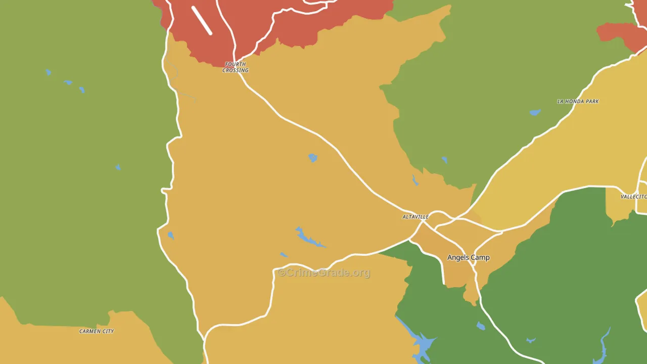 Angels Camp, CA Map of Assault Rates