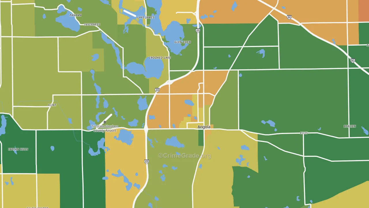 Angola, IN Map of Assault Rates