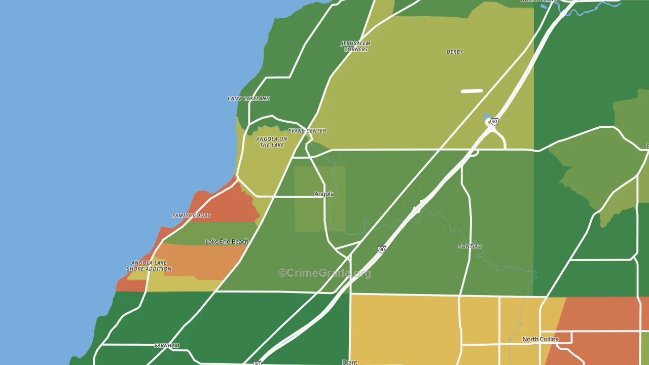 Angola, NY Map of Assault Rates