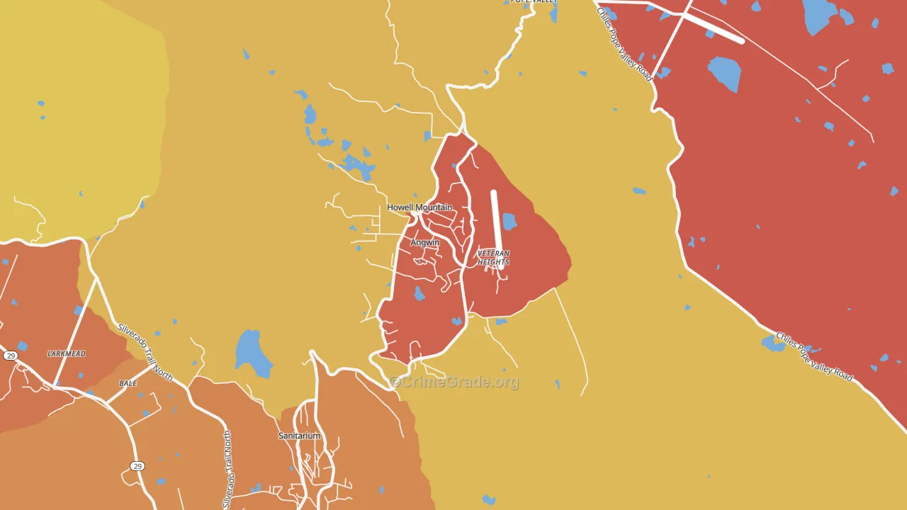 Angwin, CA Map of Assault Rates