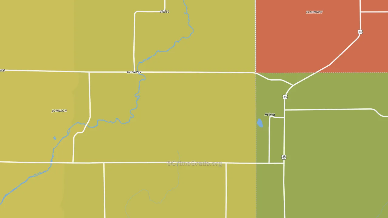Aniwa, WI Map of Assault Rates