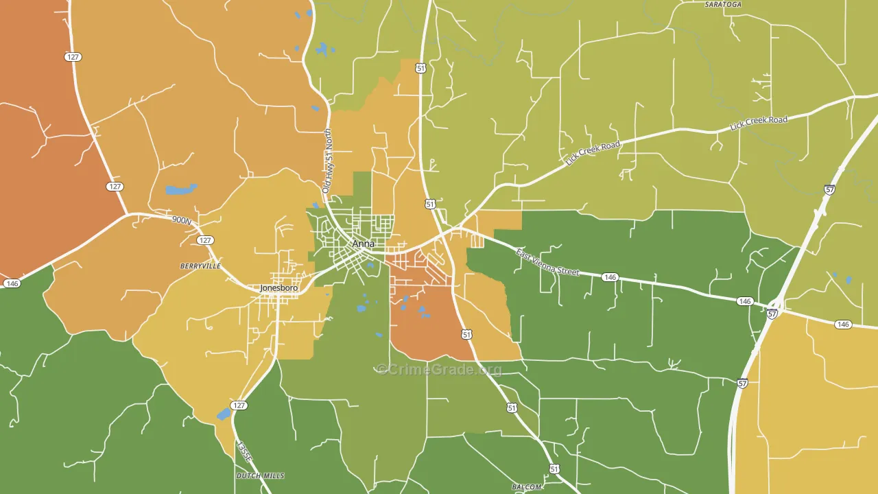 Anna, IL Map of Assault Rates