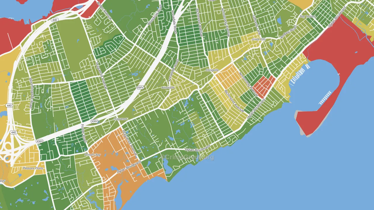 Annandale-on-Hudson, Staten Island, NY Map of Assault Rates
