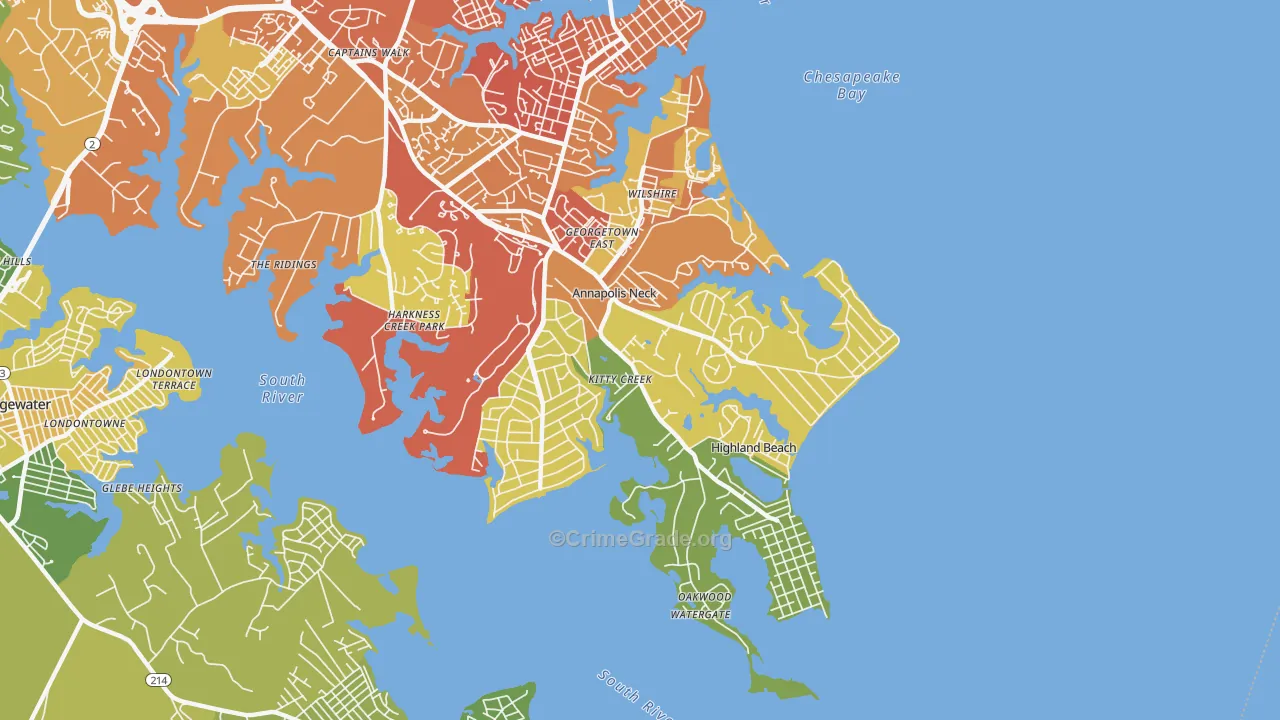 Annapolis Neck, MD Map of Assault Rates