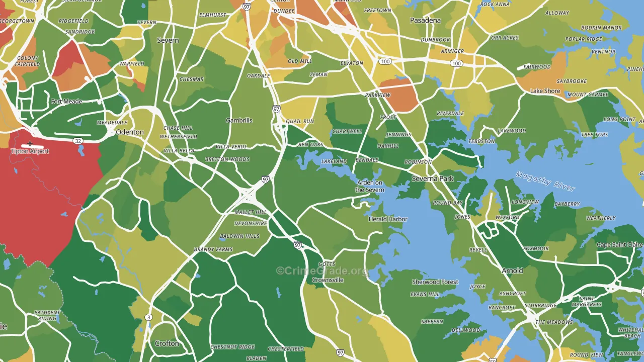 Anne Arundel County, MD Map of Assault Rates