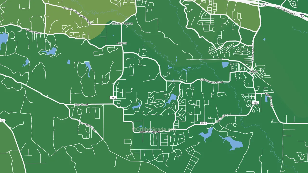 Annetta, TX Map of Assault Rates