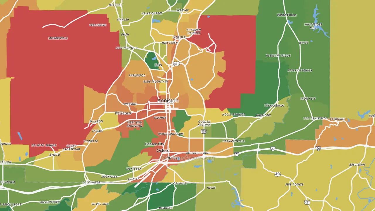 Anniston, AL Map of Assault Rates