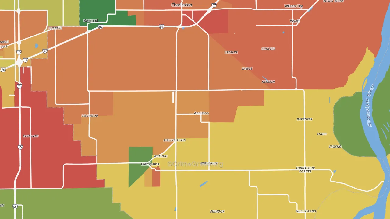 Anniston, MO Map of Assault Rates