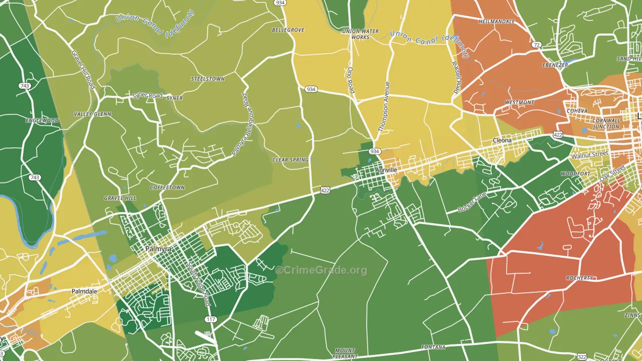 Annville, PA Map of Assault Rates