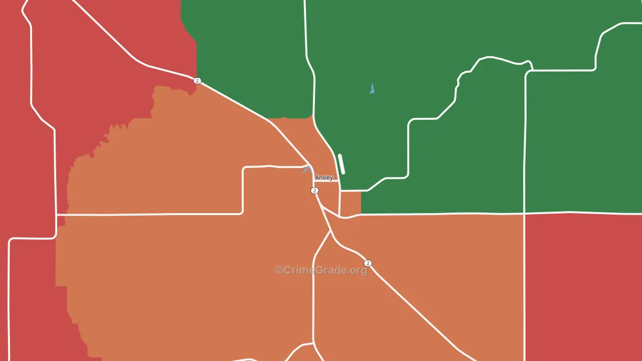 Ansley, NE Map of Assault Rates