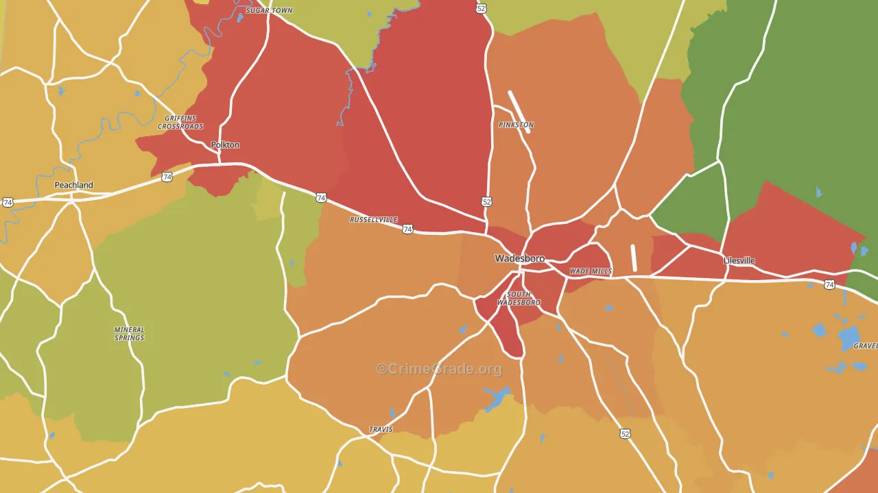 Anson County, NC Map of Assault Rates