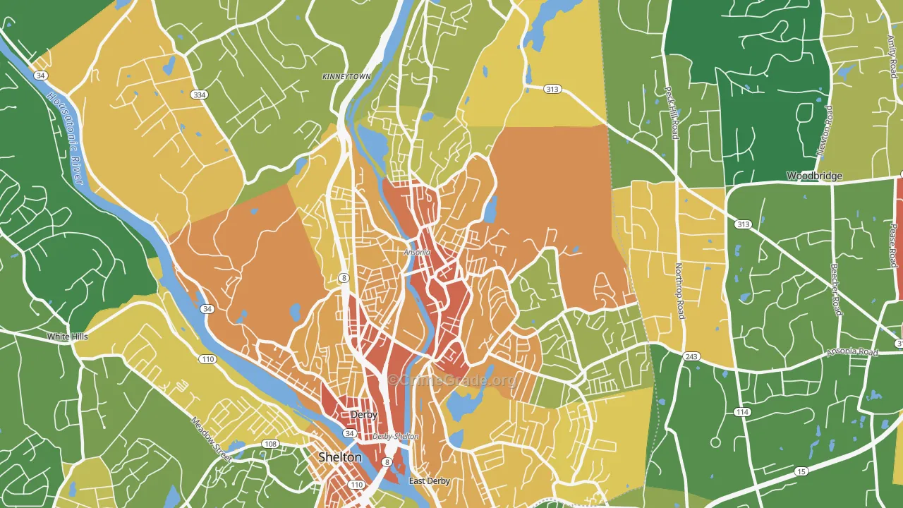 Ansonia, CT Map of Assault Rates