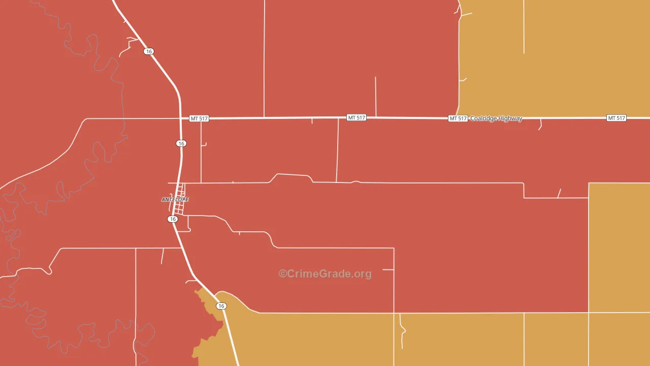 Antelope, MT Map of Assault Rates