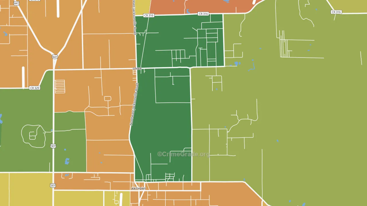 Anthony, FL Map of Assault Rates