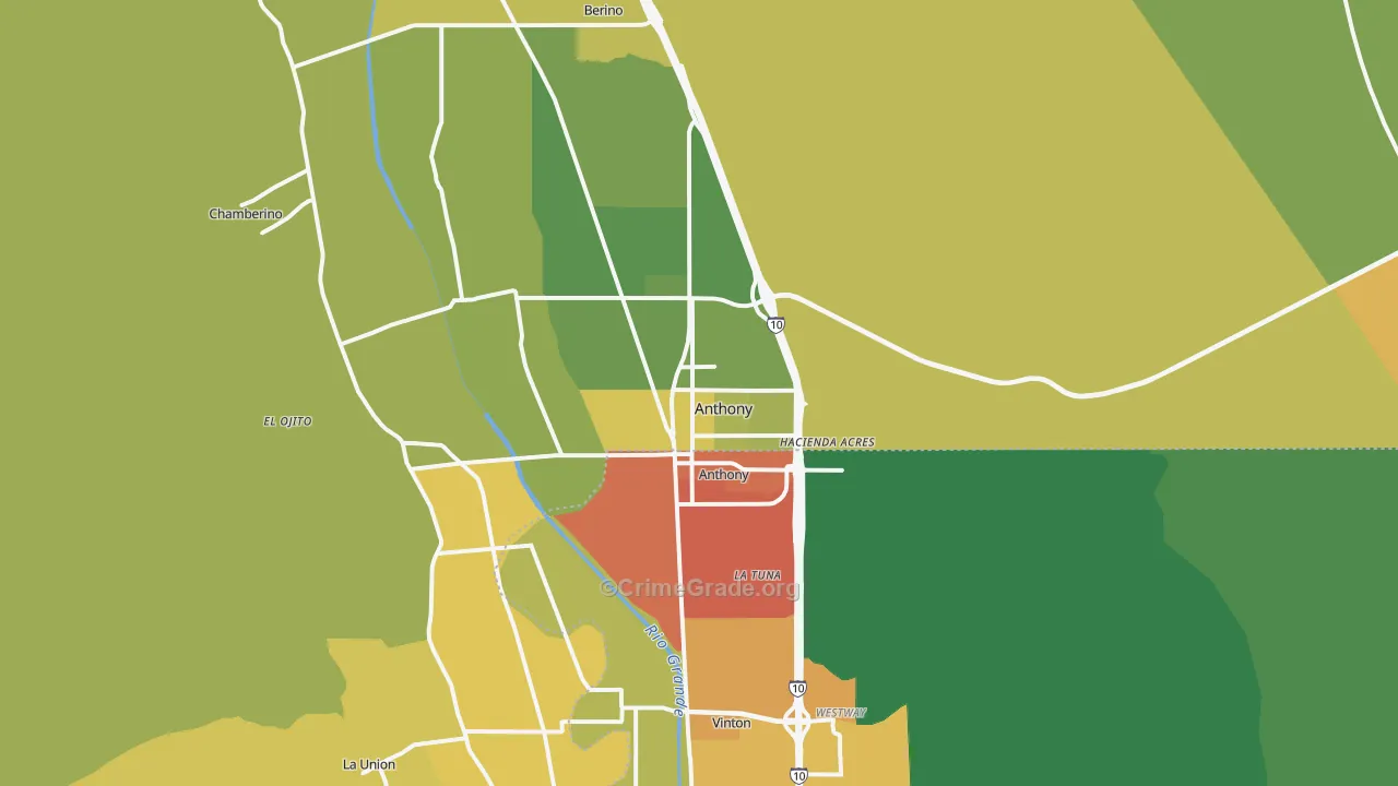 Anthony, NM Map of Assault Rates