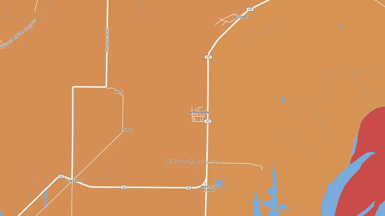 Anthonyville, AR Map of Assault Rates