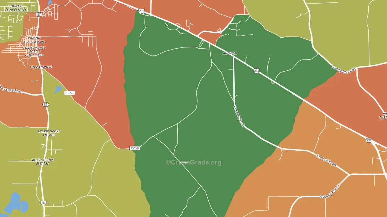 Antioch, AL Map of Assault Rates