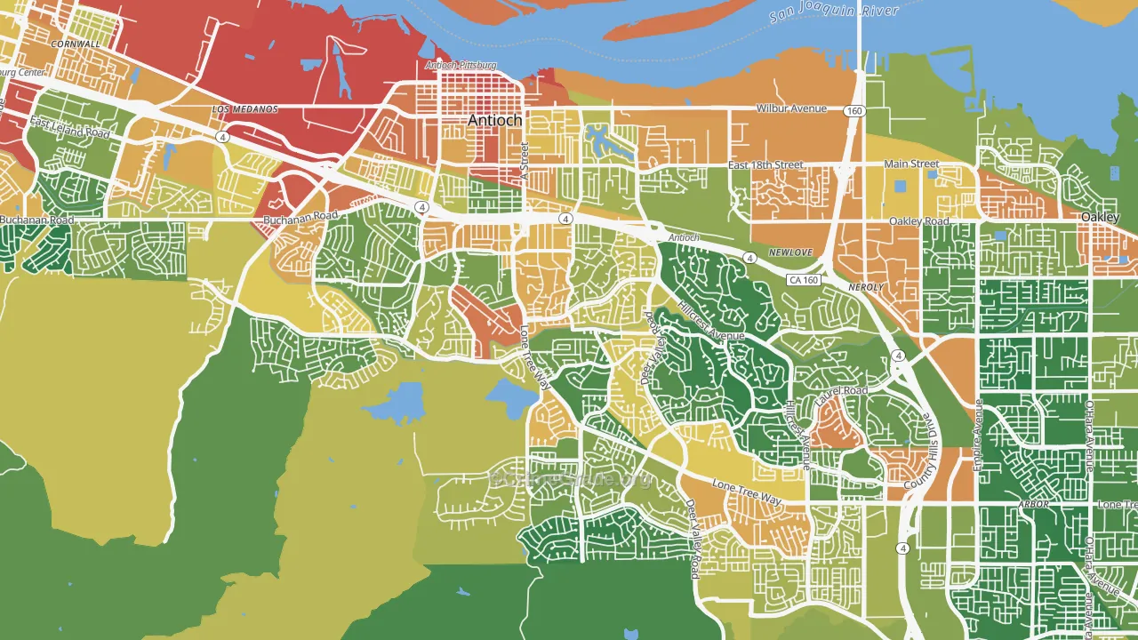 Antioch, CA Map of Assault Rates