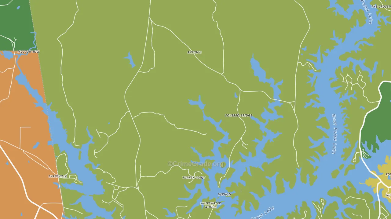 Antioch, GA Map of Assault Rates